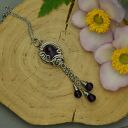 Długi wisiorek z ametystami wire wrapping - amulet ze stali chirurgicznej