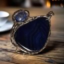 Unikatowy Wisior z Agatem kobaltowym w Technice Tiffany - Biżuteria Ręcznie