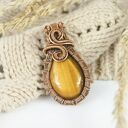 Miedziany wisiorek z tygrysim okiem - wire wrapping