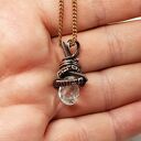 Kryształ górski m259 - wisiorek wire wrapping z miedzi