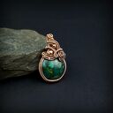 Wisiorek z zielonym agatem wire wrapping