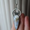 Srebrny naszyjnik z lunulą opalem dendrytowym