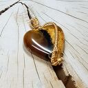 Wisiorek Bursztynowe Serce M298 - wire wrapping z bursztynu z Sumatry