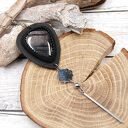 Skórzany wisior z hiperstenem - długi naszyjnik handmade