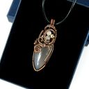 Wisiorek z agatem i różowym kwarcem - ręcznie robiony wire wrapping