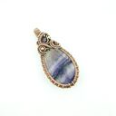 Wisiorek z fluorytem - wire wrapping z ametystem i hematytami