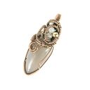 Wisiorek z agatem i różowym kwarcem - ręcznie robiony wire wrapping