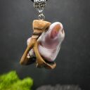 Naszyjnik - brzoza i agat brązowy, pirografia, wood Jewellery, wisiorek, upominek