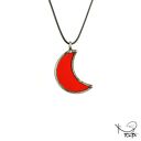 Czerwona zawieszka księżyc w technice Tiffany - szklany wisiorek handmade