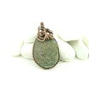 Wisiorek z kwarcem tytanowym - miedziany wire wrapping z hematytami