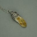 Wisiorek talizman surowy cytryn wire wrapping stal chirurgiczna amulet