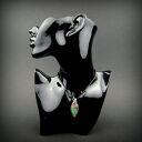 Wisiorek z zielonym agatem wire wrapping - rękodzieło