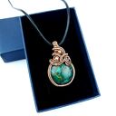 Wisiorek z zielonym agatem wire wrapping