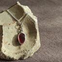 Srebrny wisiorek serce z granatem almandyn 925 - witrażowy Srebroszka