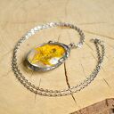 Żółty naszyjnik z kwiatem w szkle - handmade