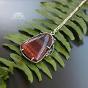 Bawole oko „robaczywek” w srebrnej oprawie - wisiorek wire wrapping