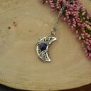 Wisiorek księżyc lapis lazuli wire wrapping niebieski talizman amulet