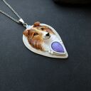 Zawieszka z psem owczarek szkocki i jadeitem