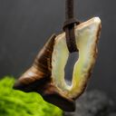 Naszyjnik - dojrzały octowiec i agat cytrynowy - premium, pirografia, wood Jewellery