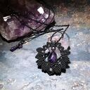 Czarna Gwiazda z ametystem choker - naszyjnik makramowy