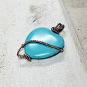 Howlit Serce M293 - turkusowy wisiorek wire wrapping z miedzi