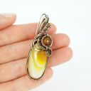 Wisiorek z żółtymi agatami - miedziany wire wrapping