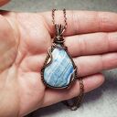 Lapis Lace Onyx m232 - wisiorek wire-wrapping z miedzi