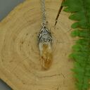 Wisiorek talizman z surowym cytrynem - wire wrapping ze stali chirurgicznej