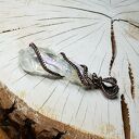 Kwarc anielski M297 - dwustronny wisiorek z kryształem w technice wire wrapping