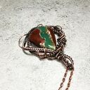 Chryzopraz - kamień szczęścia m217 - miedziany naszyjnik wire wrapping