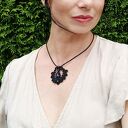 Czarna Gwiazda z ametystem choker - naszyjnik makramowy