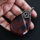 Emma - bardzo duży wisior z brązowym agatem (wire wrapping)
