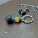 Bursztyny dwa na kole - wisior