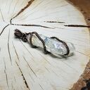 Kwarc anielski M297 - dwustronny wisiorek z kryształem w technice wire wrapping
