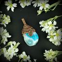 Wisiorek wire wrapping z agatem - miedziany dwustronny