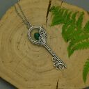 Wisiorek klucz z zielonym onyks - handmade wire wrapping