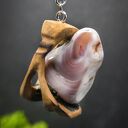 Naszyjnik - brzoza i agat brązowy, pirografia, wood Jewellery, wisiorek, upominek, oryginalny