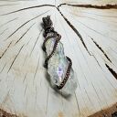 Kwarc anielski M297 - dwustronny wisiorek z kryształem w technice wire wrapping