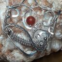 Wisiorek serce wire wrapping z karneolem - srebro 925/999