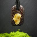 Wisiorek - Wenge i bursztyn - żywioł ognia i bursztynowego światła, Amber Jewellery, naszyjnik