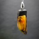 Wisiorek "Bursztynowy pazur" -żywioł ognia i bursztynowego światła, biżuteria z drewna, na święta