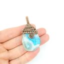 Wisiorek wire wrapping z agatem - miedziany dwustronny