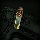 Wisiorek z cytrynem - ręczne wire wrapping i miedziane oplecenie