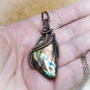 Wisiorek z labradorytem m299 - miedź i wire wrapping