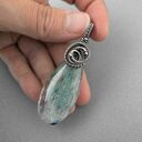 Wisiorek Cara z błękitnym agatem i oksydowanym srebrem - wire-wrapping