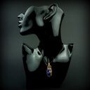 Wisiorek z niebieskim agatem w technice wire wrapping - miedziana oprawa (oksydowana)