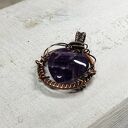Ametystowe serce w miedzi - ręcznie robiony wisiorek wire wrapping