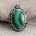 Malachit w oksydowanym srebrze wisior 1952a