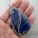 Wisior z Lapis Lazuli, wire wrapping, stal chirurgiczna