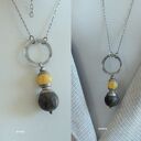 Bursztyny dwa na kole - wisior